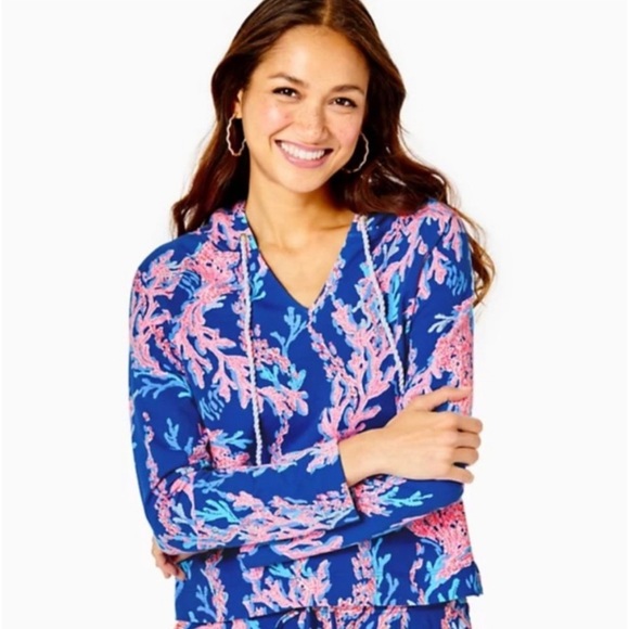 Lilly Pulitzer Tops - Lilly Pulitzer Kiawah Hoodie Popover